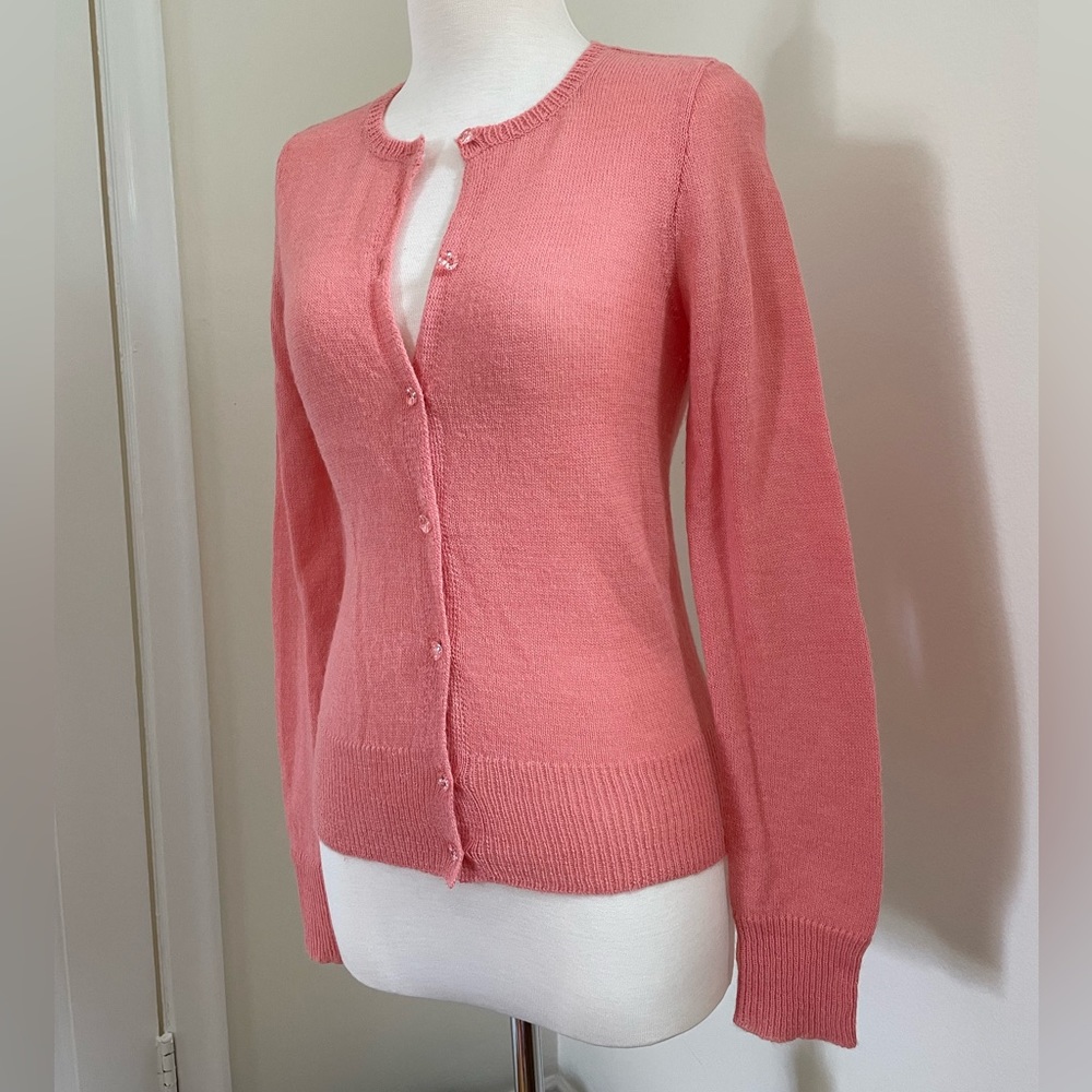 J Crew Coral Pink Alpaca Wool Cardigan